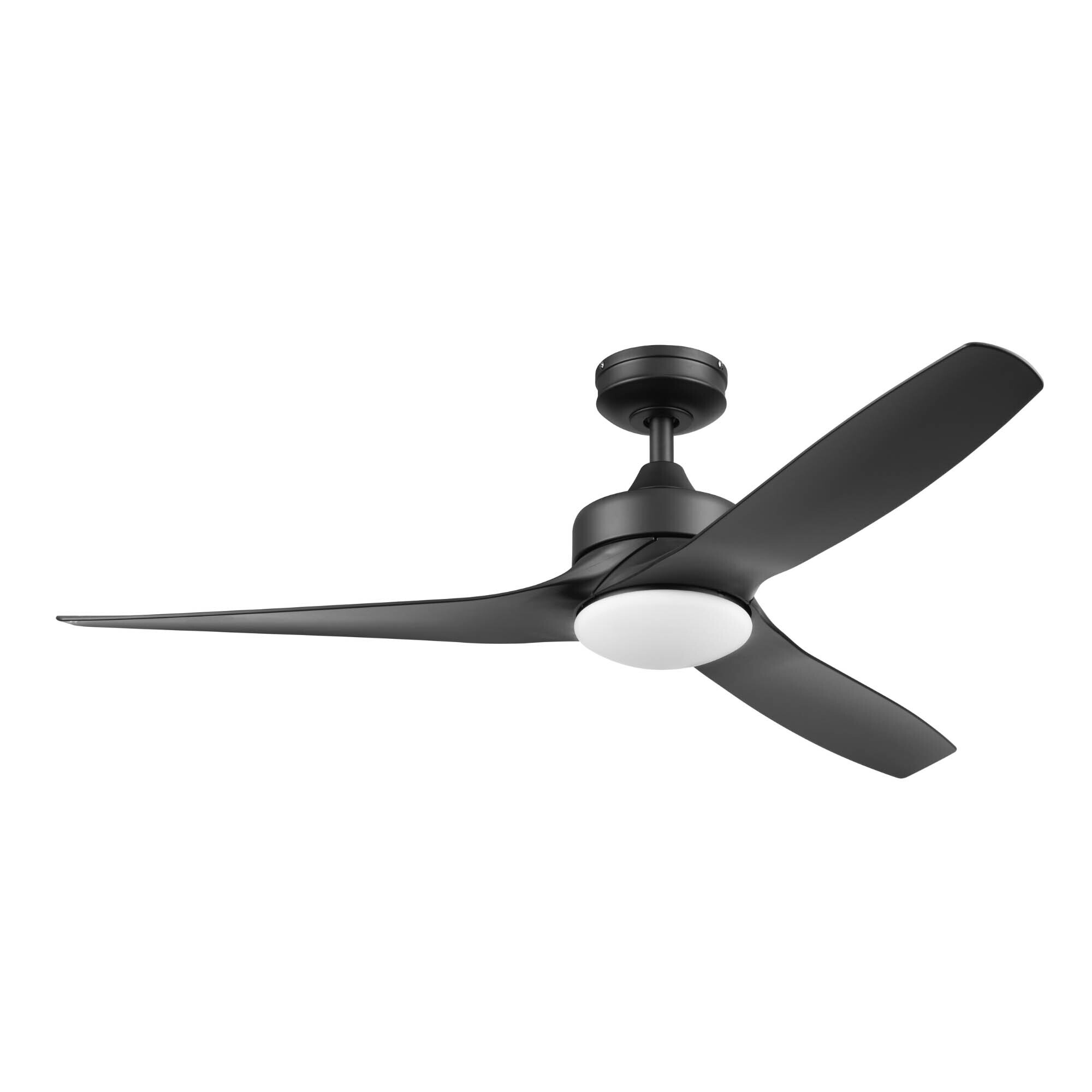 Prominence Home, HW 52in. Lynton Damp Rated Matte Black, Fan Diameter 52 in, Fan Blade Span 50-54 Air Delivery 4840 cfm, Model# 51854